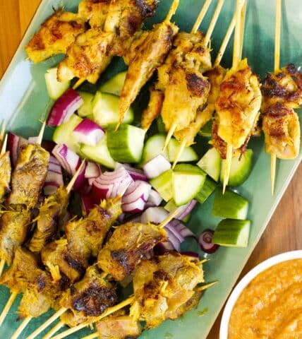 Beef-and-Chicken-Satay-with-peanut-sauce